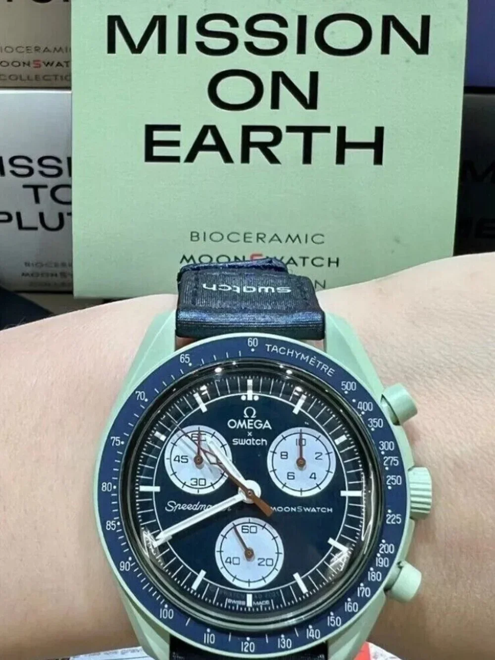 Omega x Swatch Moonswatch Speedmaster Mission to Earth Blue Working